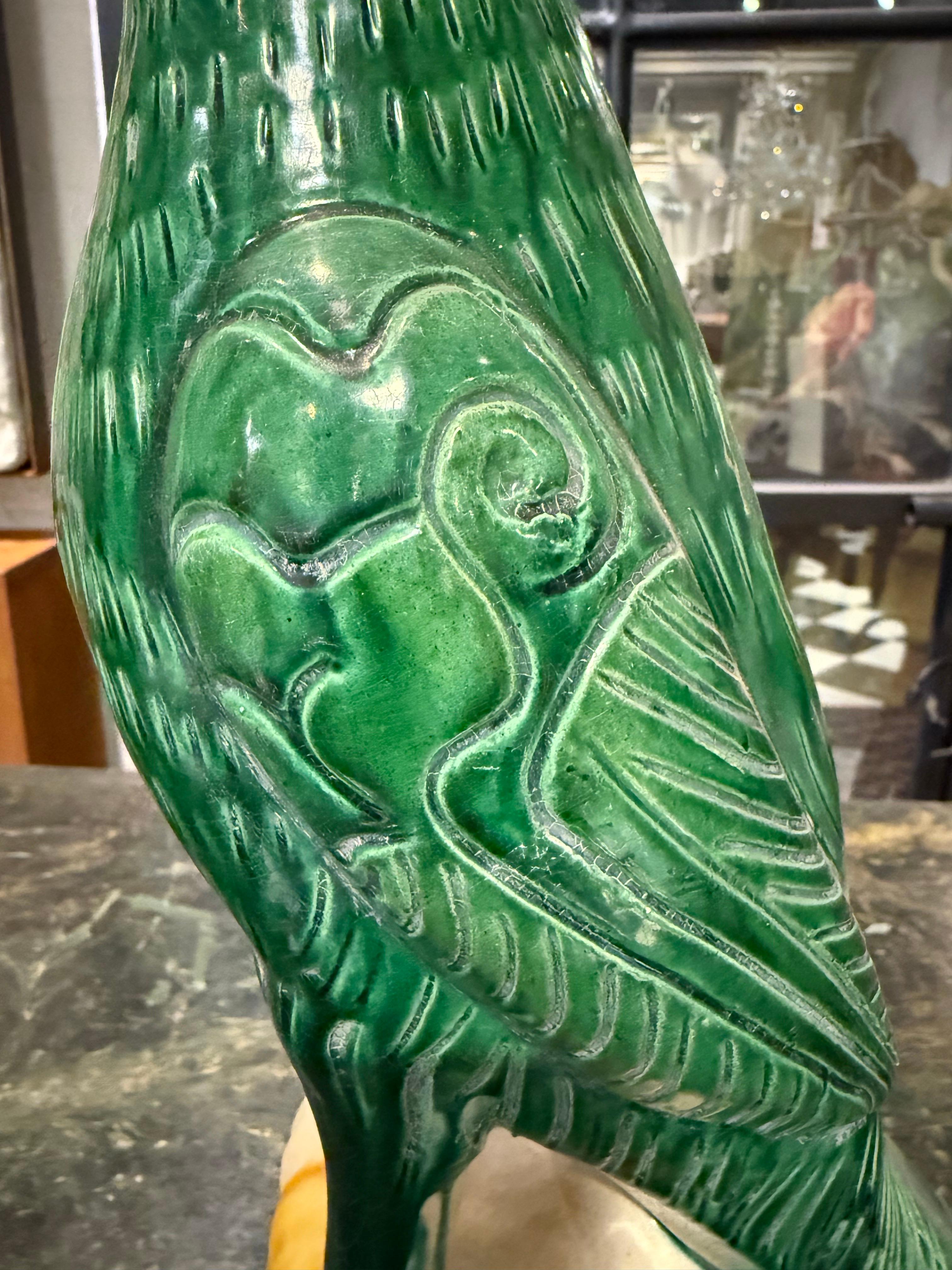 A Large Green Glazed Parrot, Late 19th Century For Sale 6