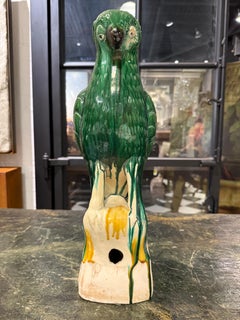 A Large Green Glazed Parrot, Late 19th Century