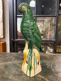 A Large Green Glazed Parrot, Late 19th Century
