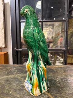 A Large Green Glazed Parrot, Late 19th Century