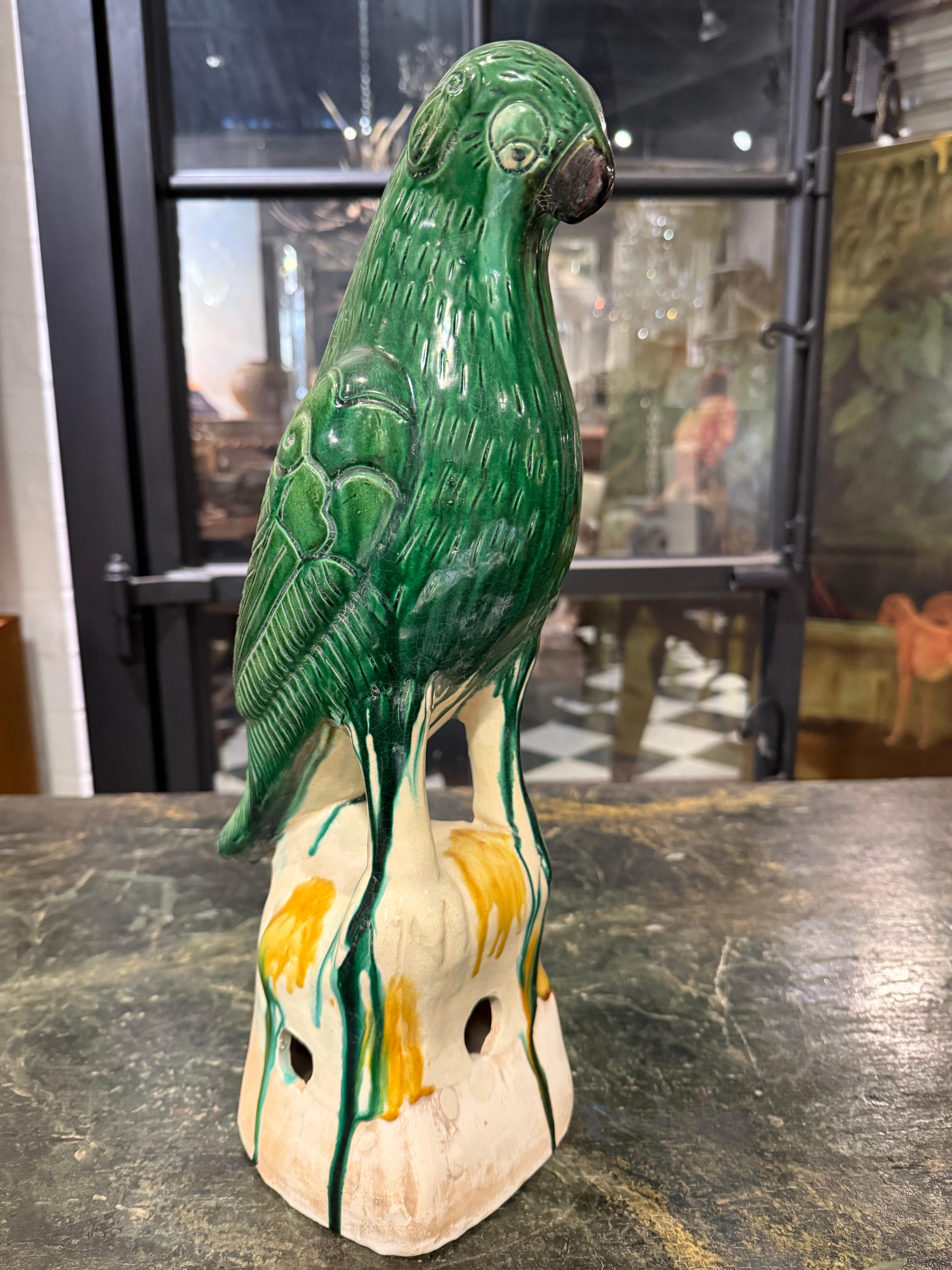 A Large Green Glazed Parrot, Late 19th Century For Sale 2