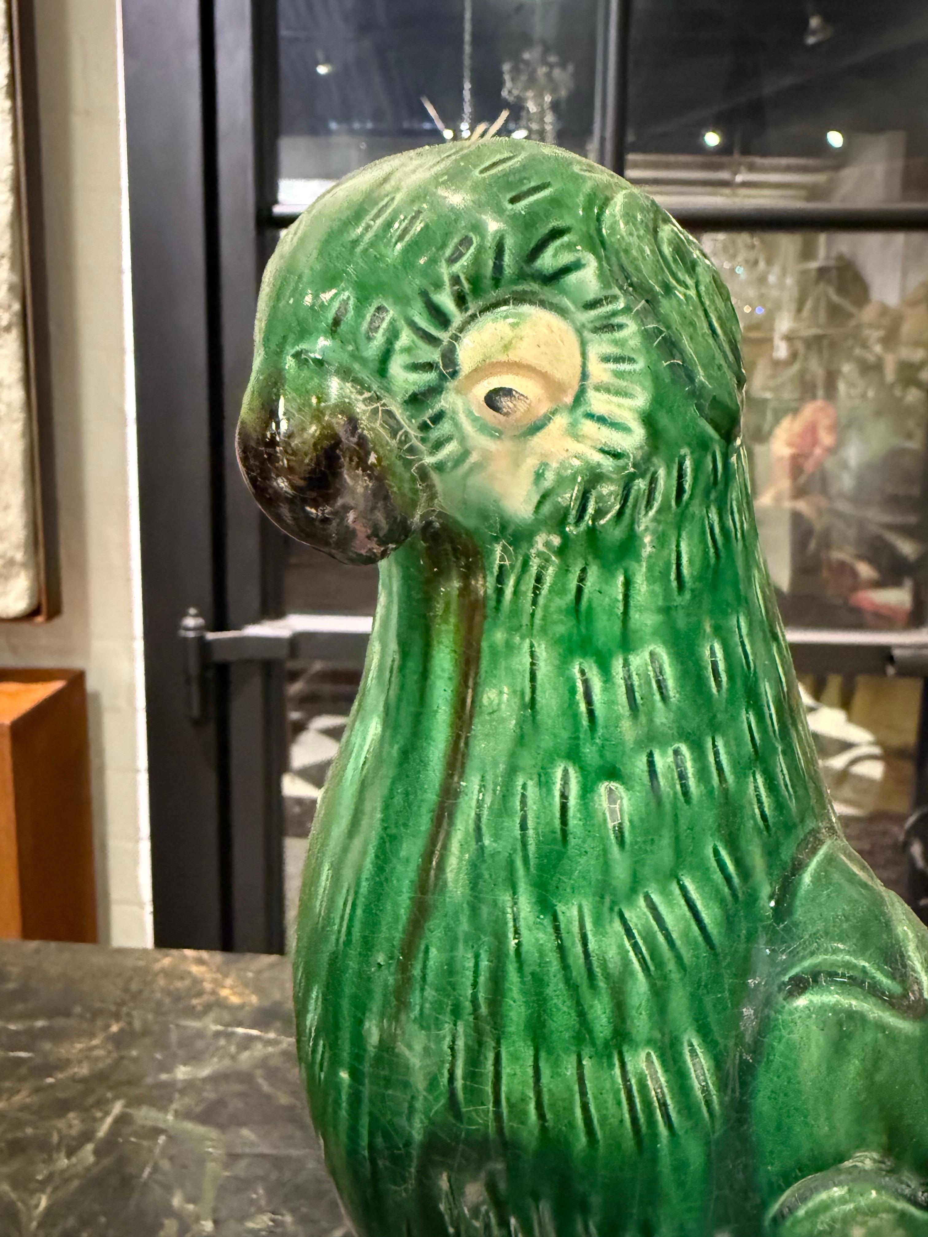 A Large Green Glazed Parrot, Late 19th Century For Sale 3