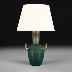 A Large Green Lustre Glaze Studio Pottery Vase as a Lamp