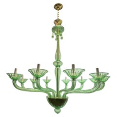 A Large Green Murano Chandelier