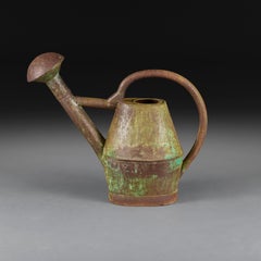 A Large Green Verdigris Folk Art Watering Can