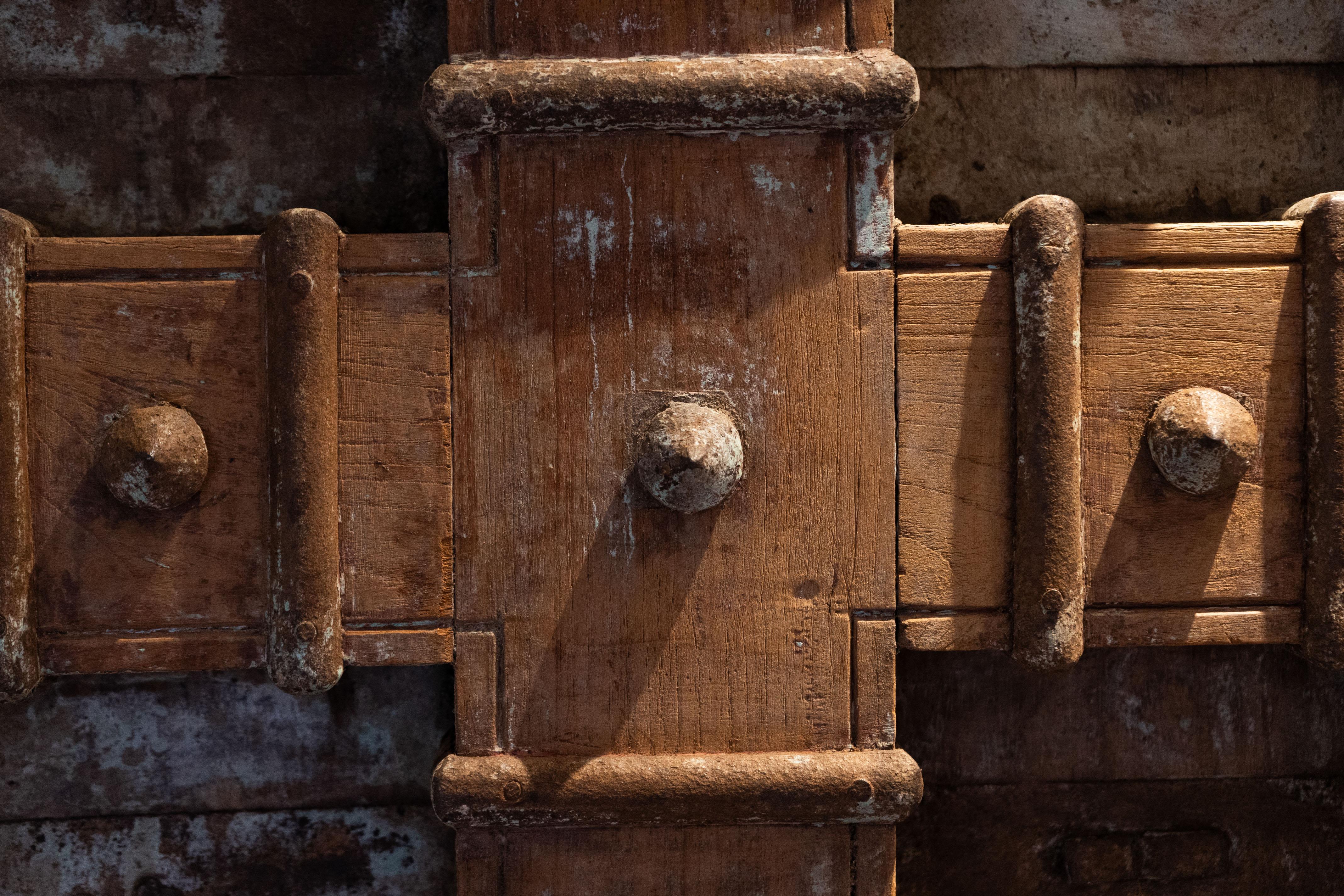 A Large Gujarati Wooden Coffered Door 5