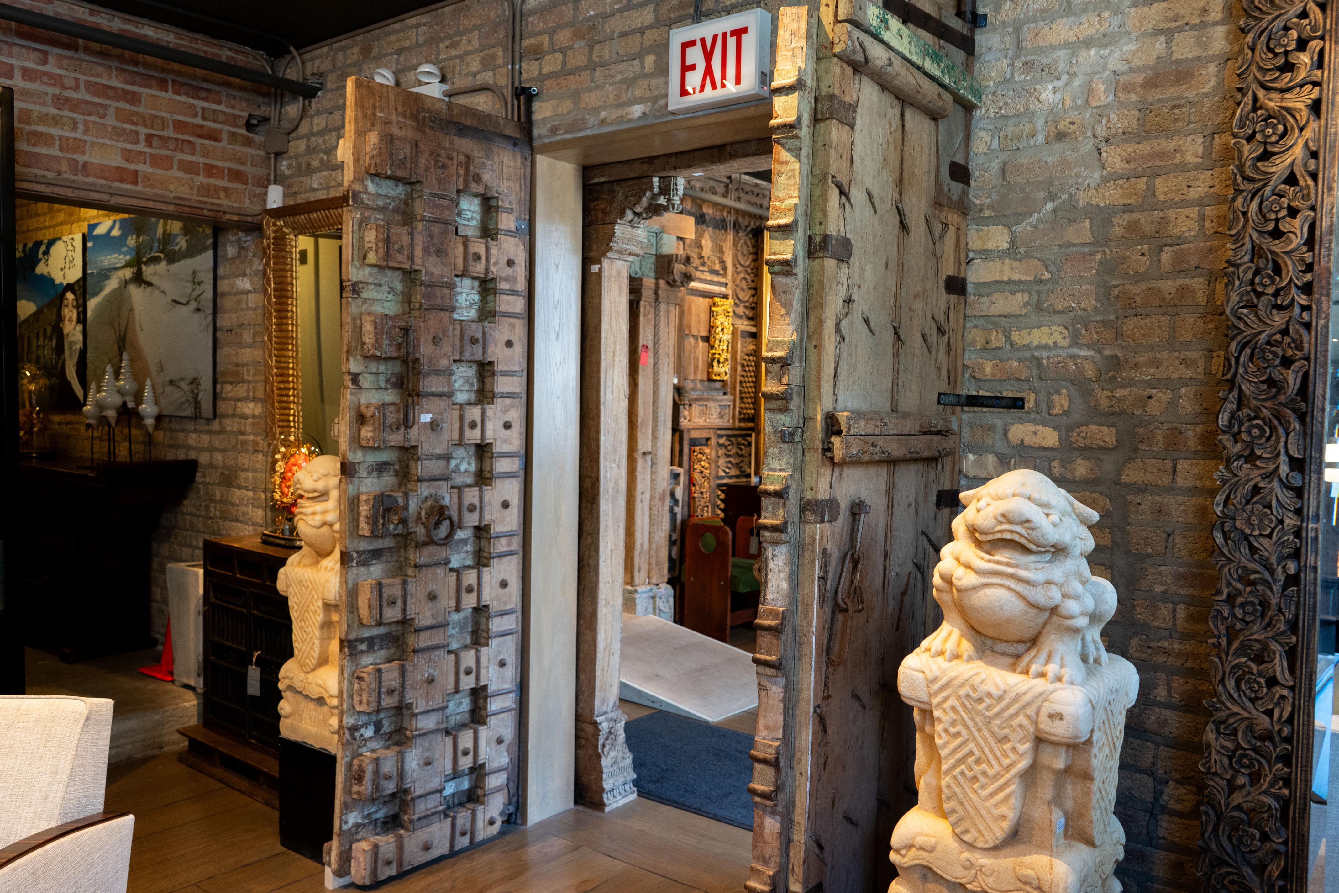 A Large Gujarati Wooden Coffered Door 6