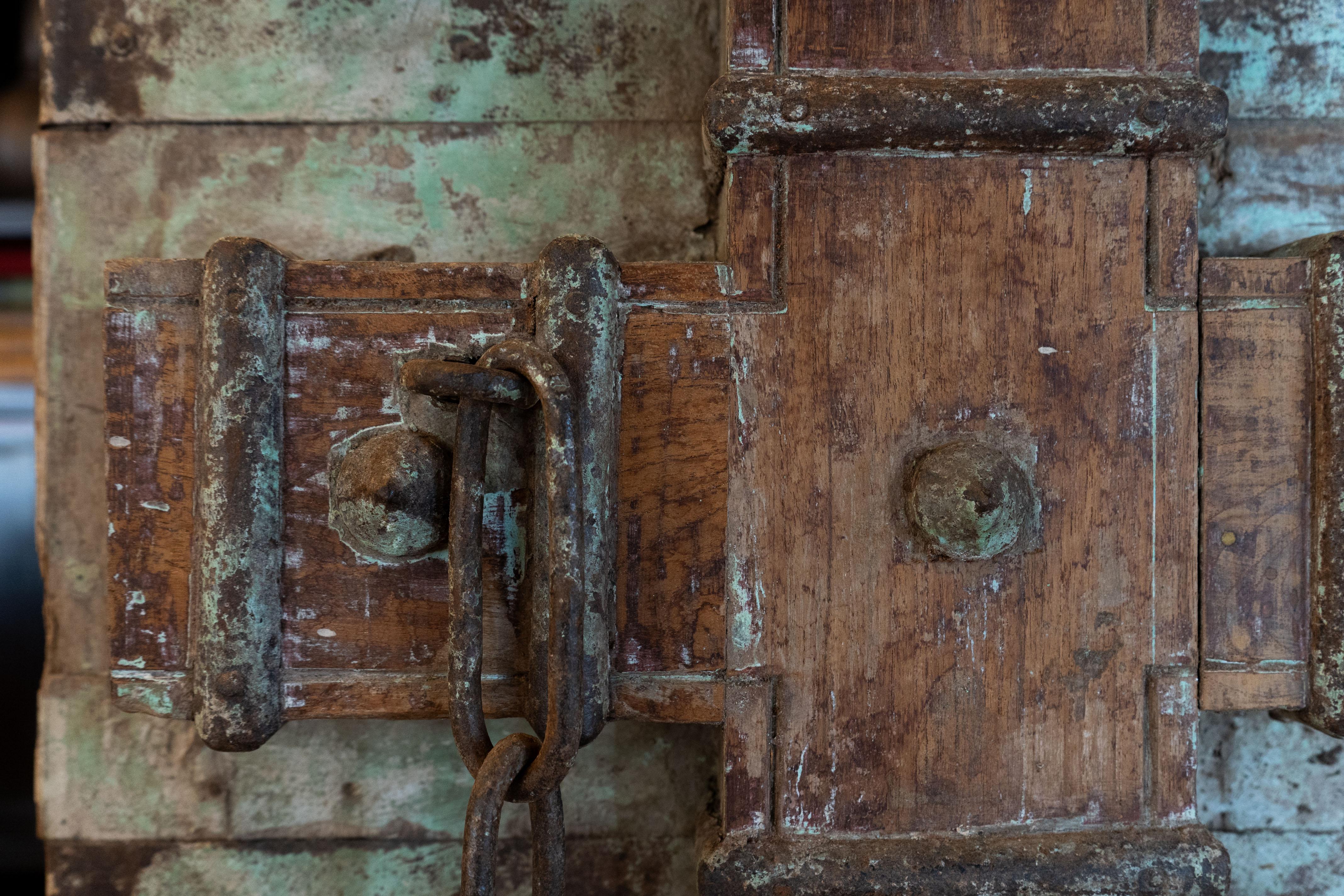 A Large Gujarati Wooden Coffered Door 7
