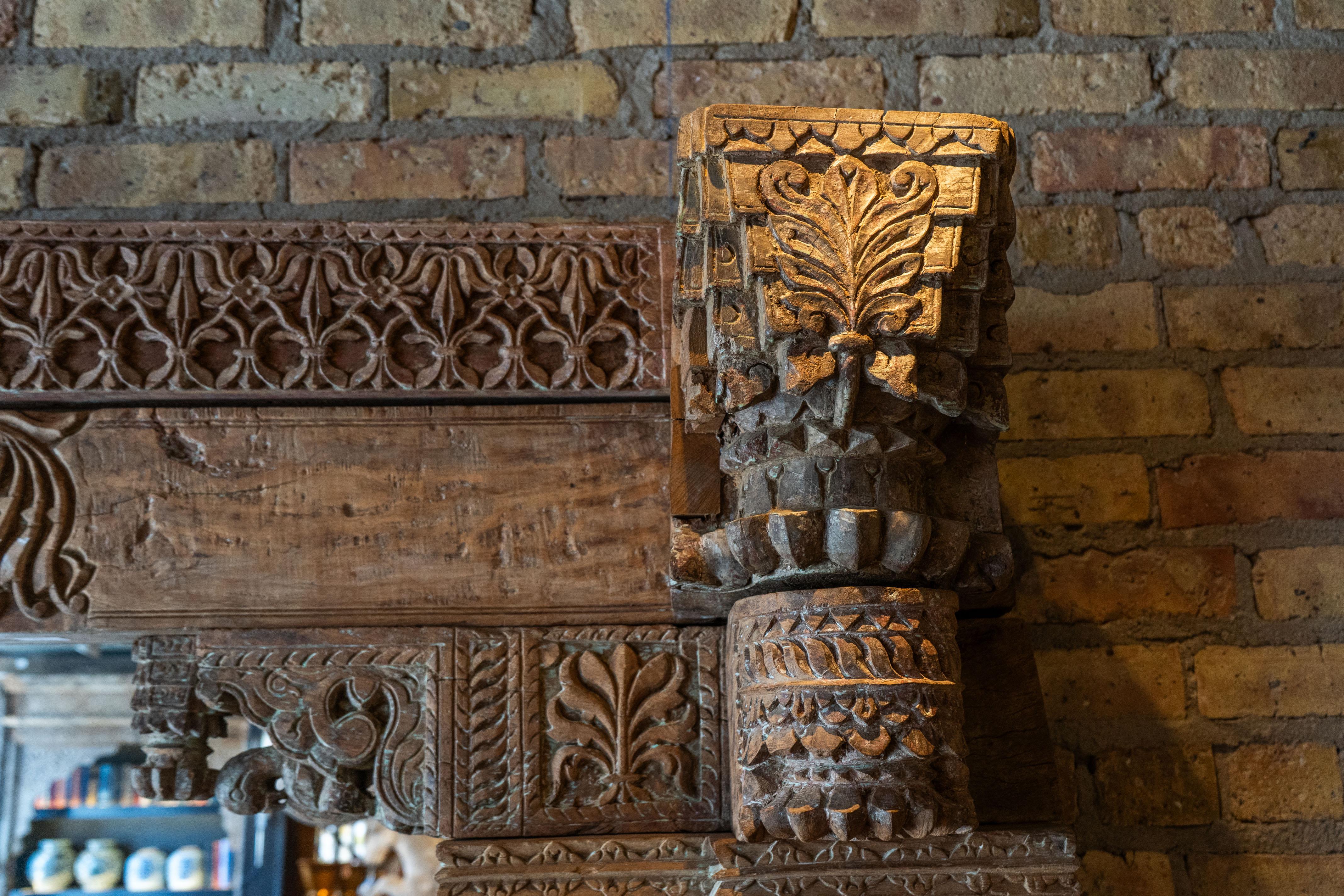 19th Century A Large Gujarati Wooden Coffered Door