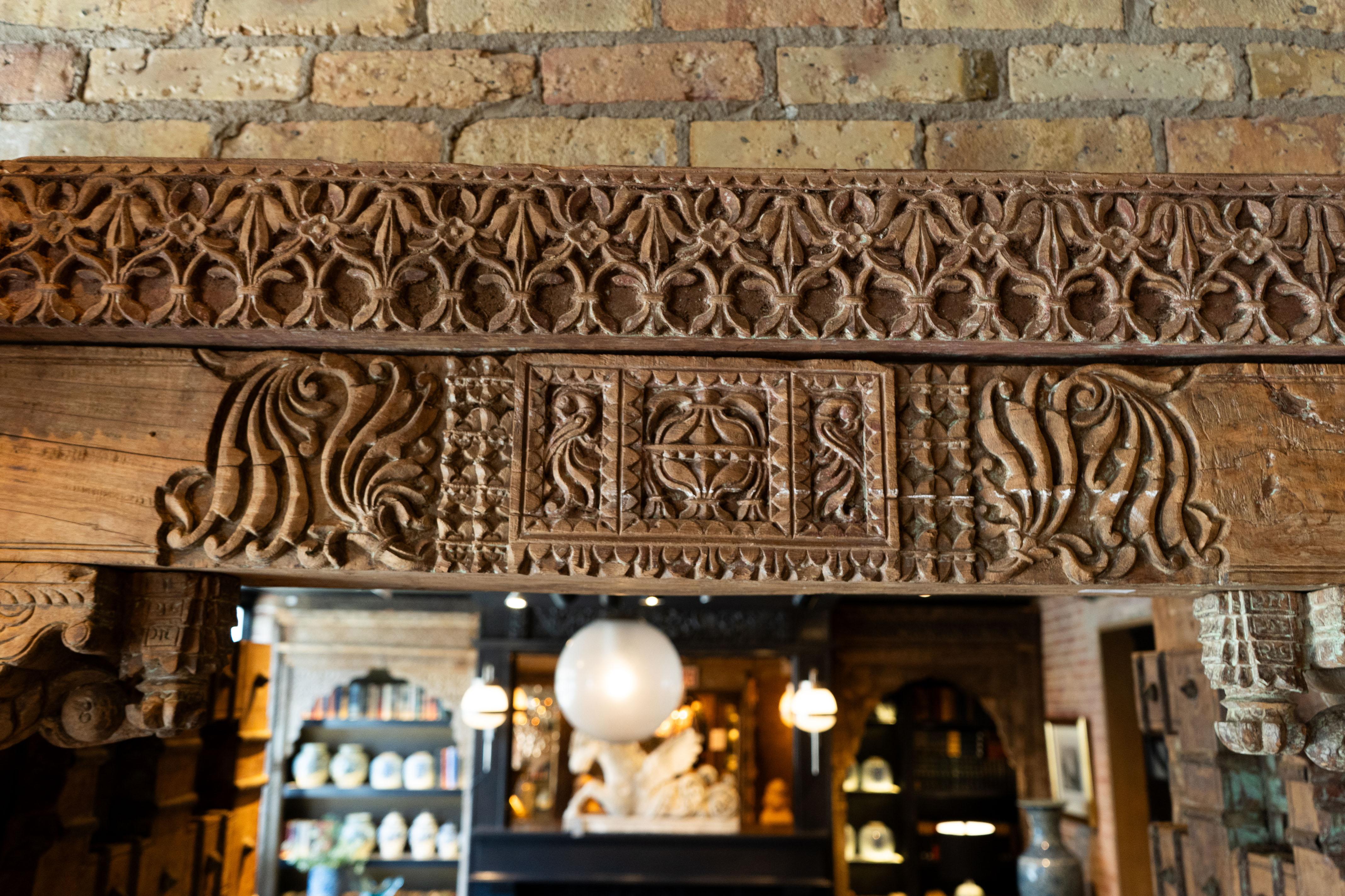 A Large Gujarati Wooden Coffered Door 3