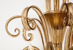 Großer Kronleuchter aus mundgeblasenem Bernsteinglas, Fratelli Toso zugeschrieben