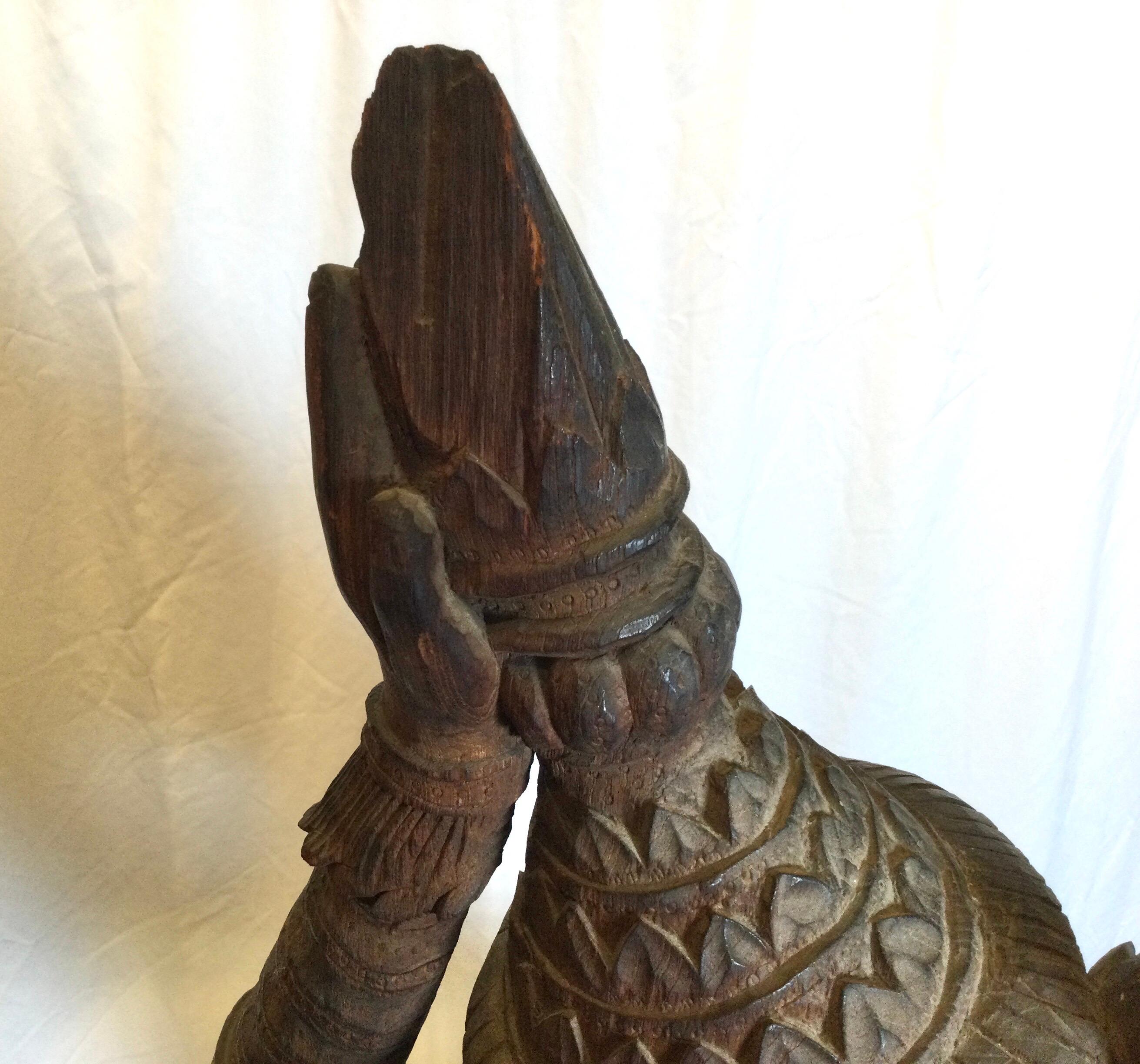 Large Hand Carved Hard Wood Carving of a Balinese Warrior 5