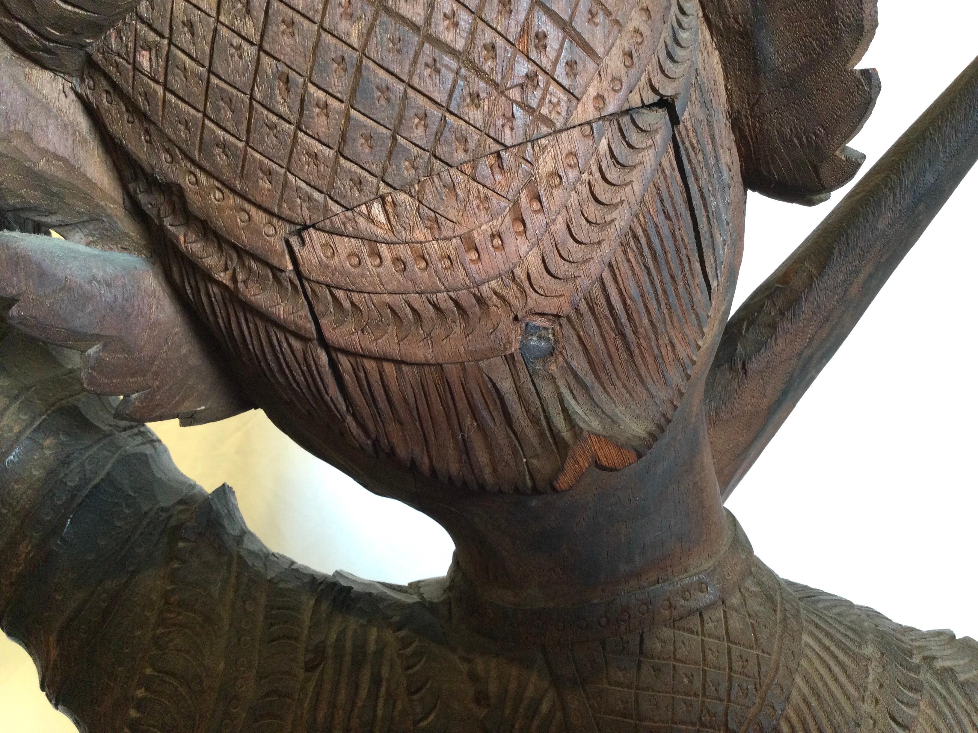 Large Hand Carved Hard Wood Carving of a Balinese Warrior 6