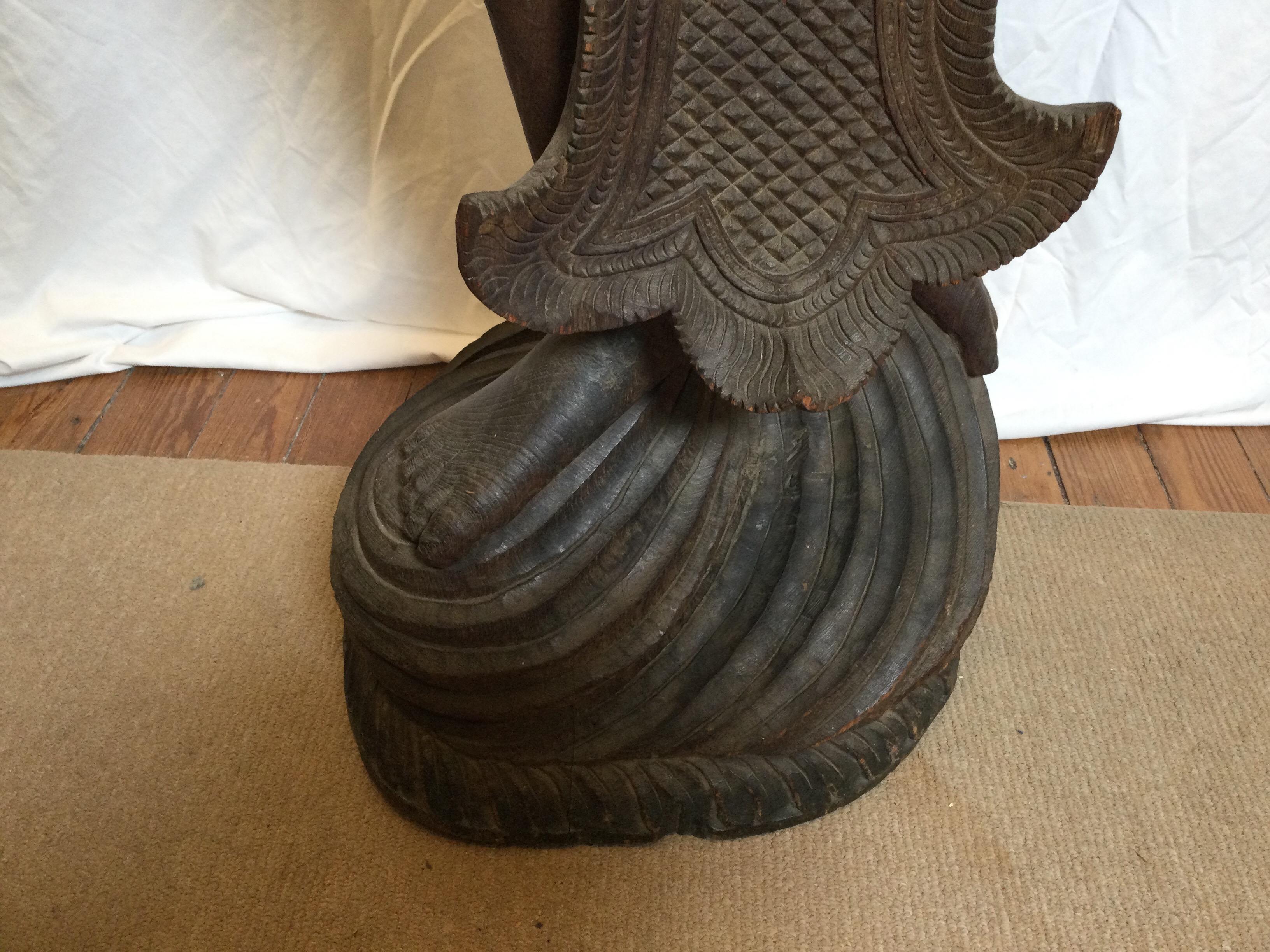 Hardwood Large Hand Carved Hard Wood Carving of a Balinese Warrior