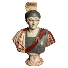 Gran busto romano de mármol tallado a mano que representa a Aquiles