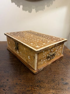 A Large Hand Made Bone Inlay Wooden Box, Late 20th Century