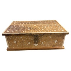 A Large Hand Made Bone Inlay Wooden Box, Late 20th Century
