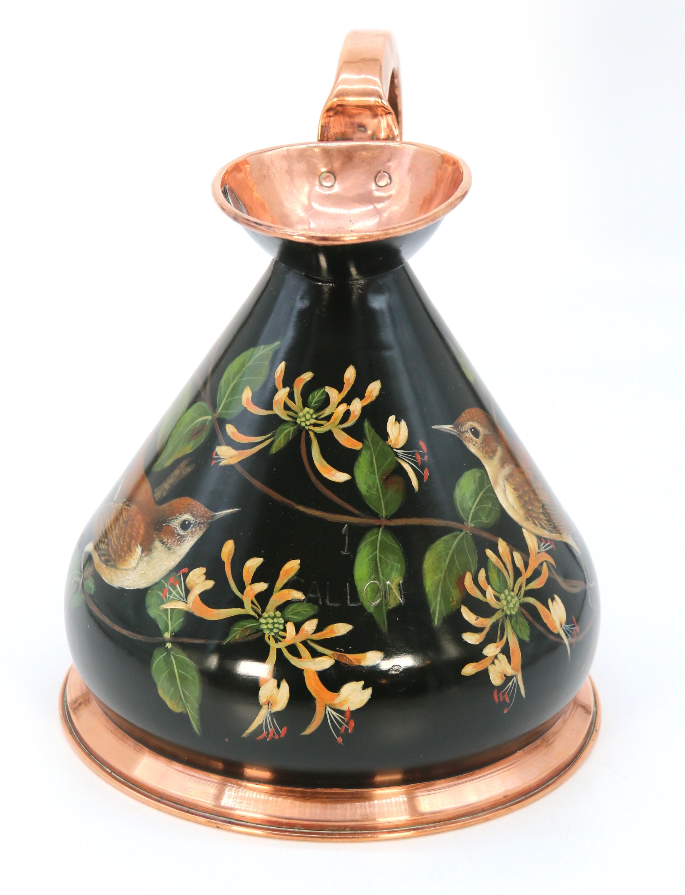 A large hand painted copper cider or ale jug, signed J Hill circa 1930 For Sale 2