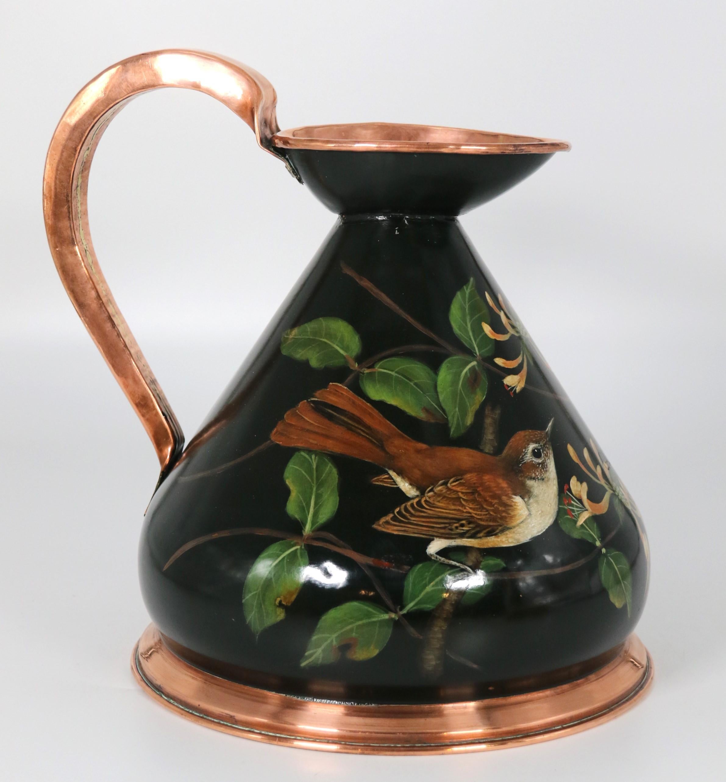 Hand-Painted A large hand painted copper cider or ale jug, signed J Hill circa 1930 For Sale