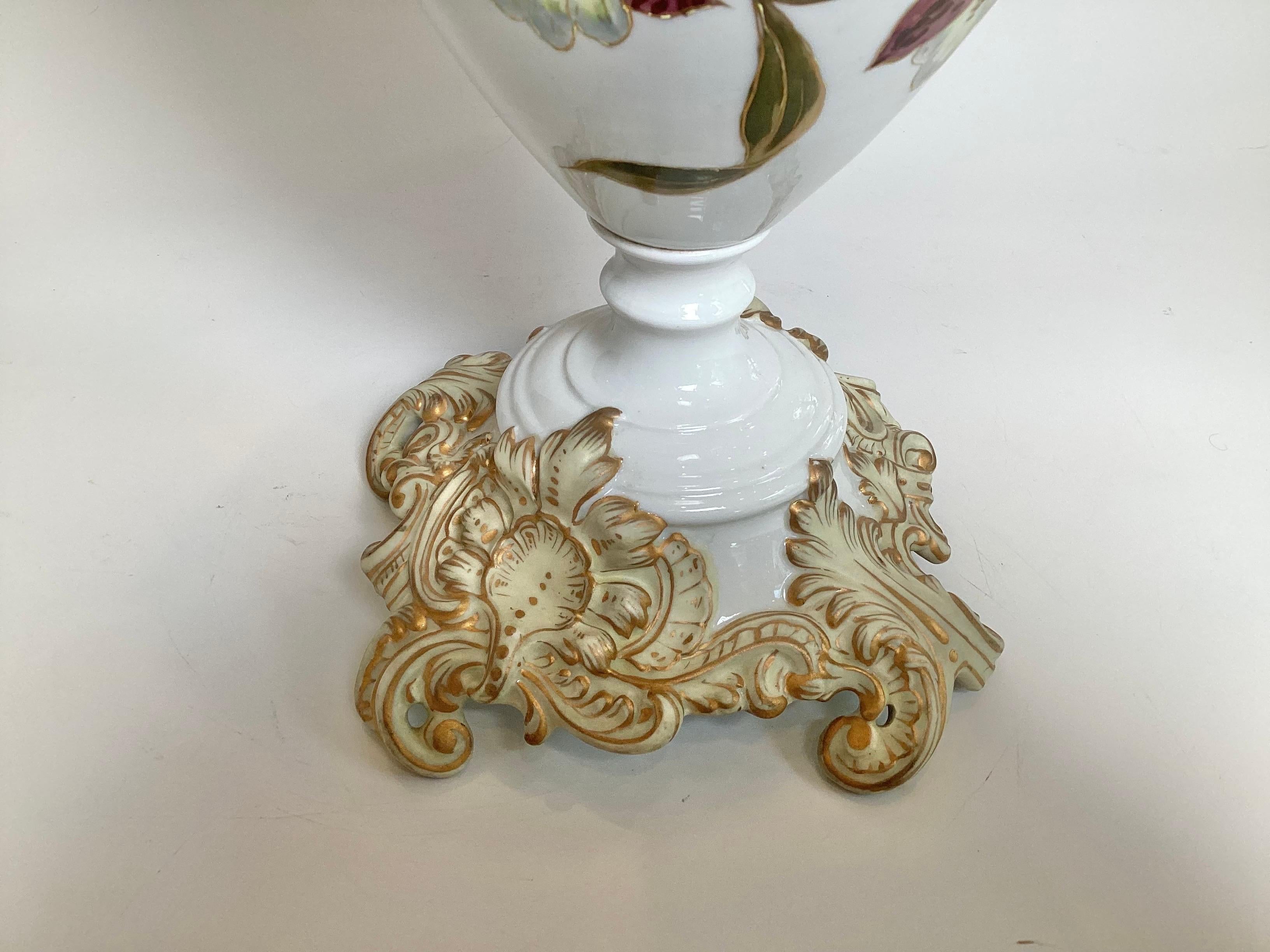 Early 20th Century A Large Hand Painted Dresden Porcelain Covered Urn For Sale