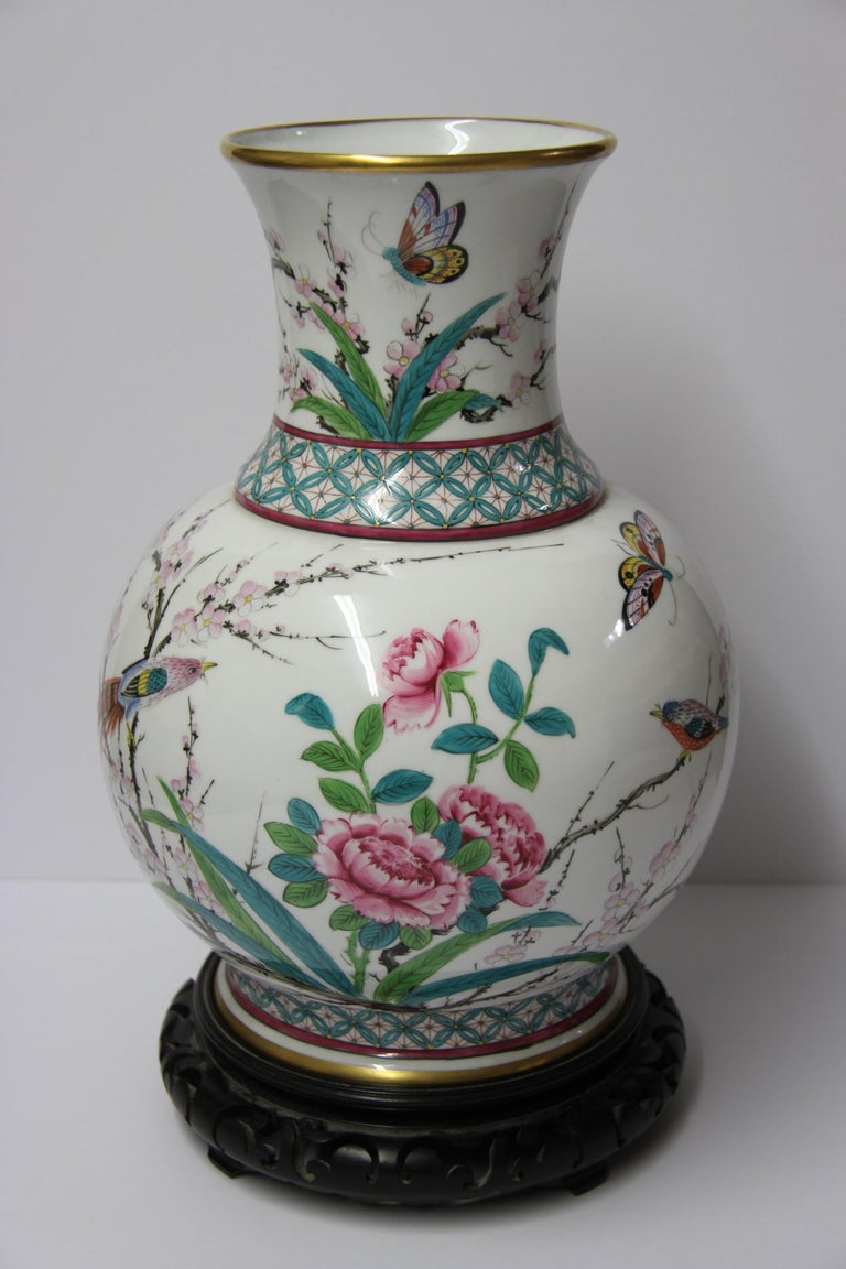 Large Hand Painted French Vase Decorated in Chinese Style by Samson of