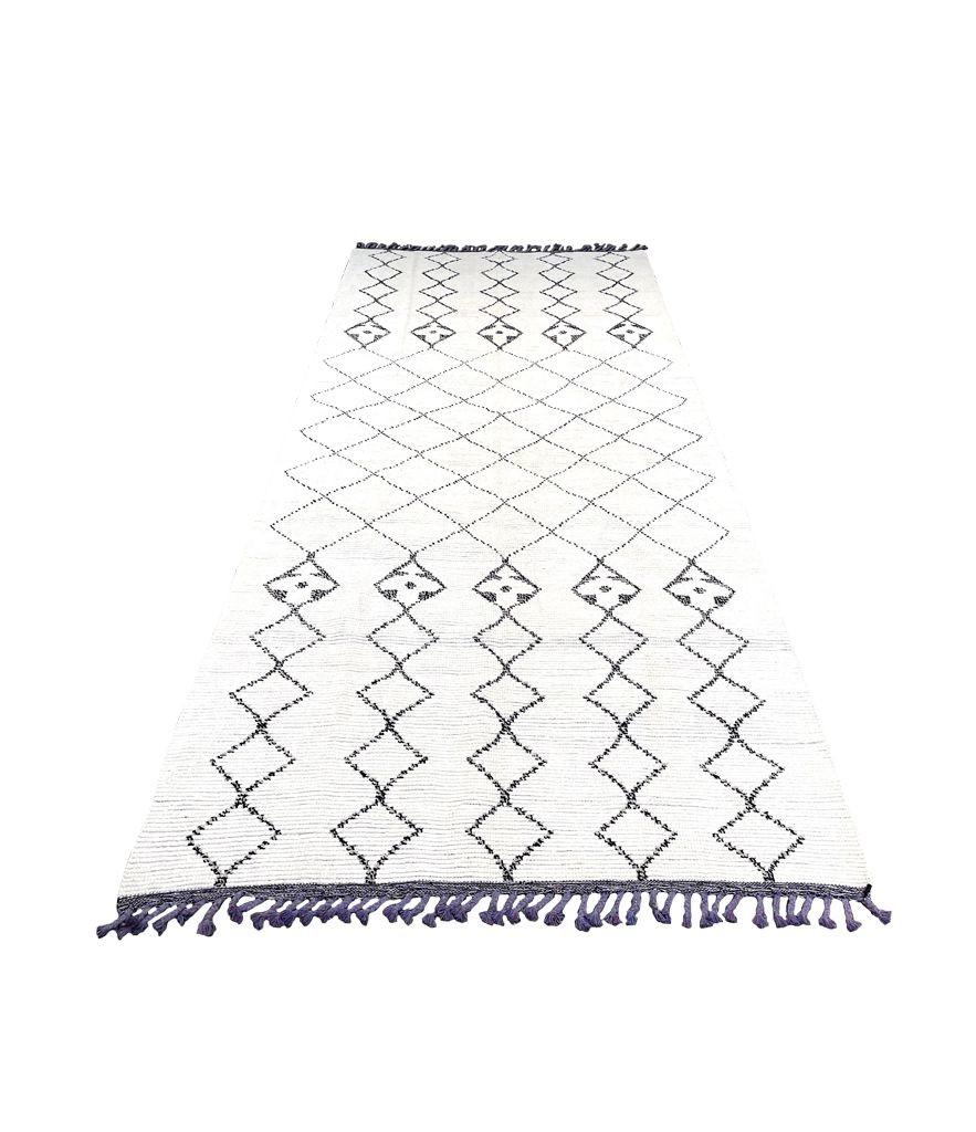 A large handwoven Moroccan Beni Ourain wool berber rug with diamond pattern For Sale 1