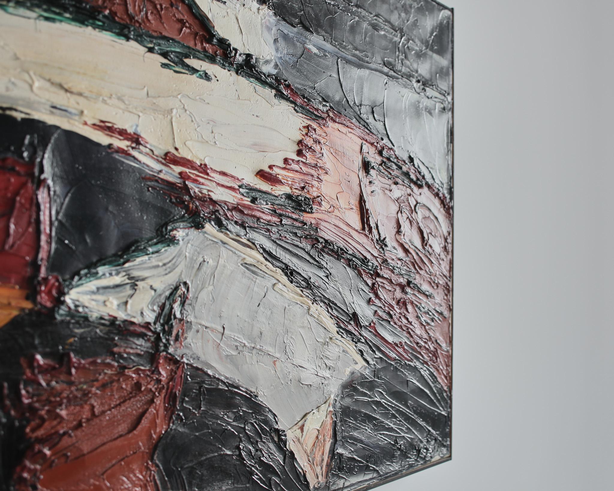 Mid-20th Century Large Heavy Impasto 60s German Abstract For Sale
