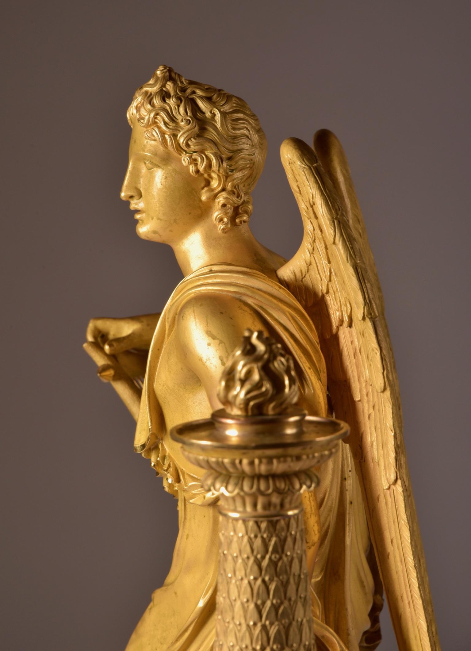 Large High Quality French Gilt Bronze Empire Pendulum with Apollo, circa 1830 9
