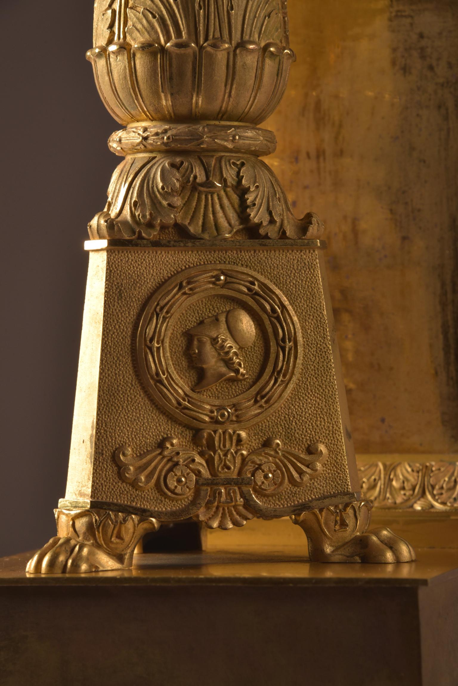 Large High Quality French Gilt Bronze Empire Pendulum with Apollo, circa 1830 12
