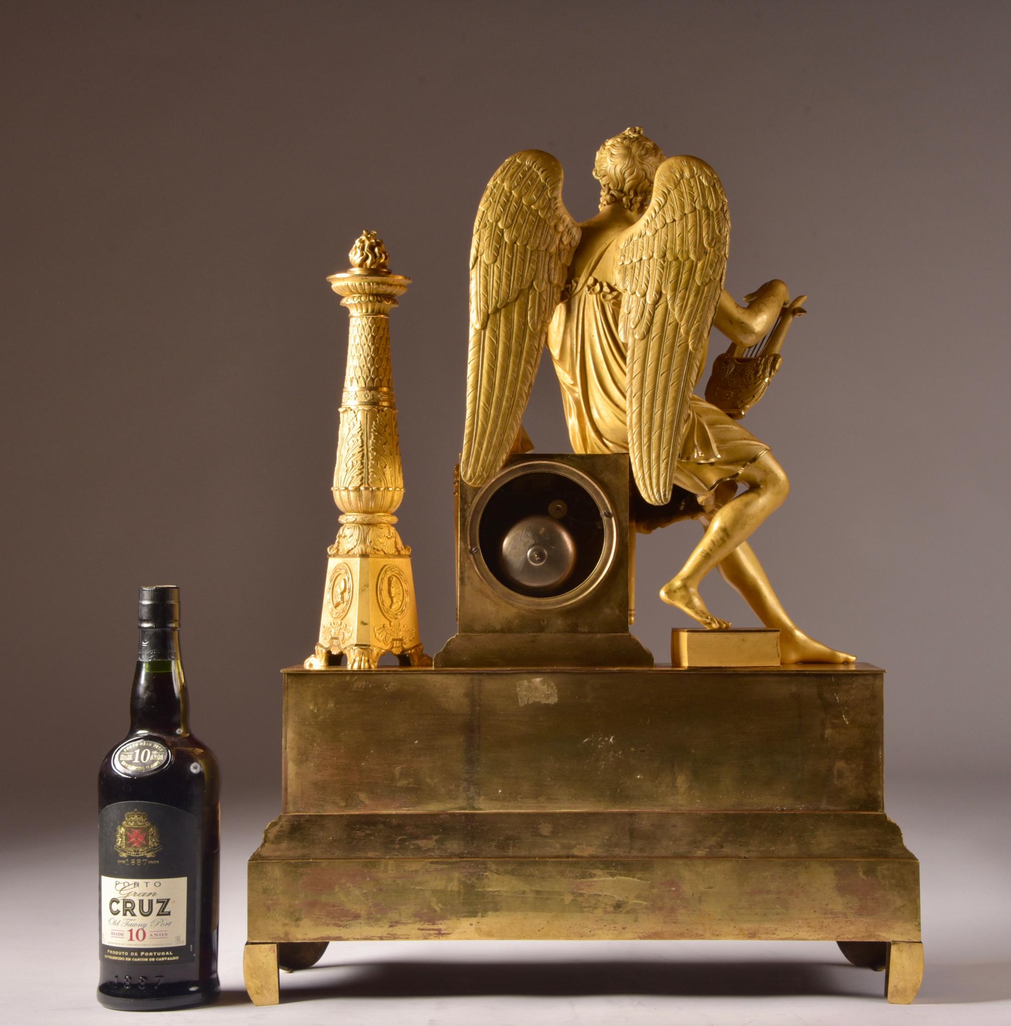 Large High Quality French Gilt Bronze Empire Pendulum with Apollo, circa 1830 14