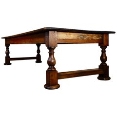 Antique Large Historically Important 19th Century Oak Refectory Dining Table, Museum