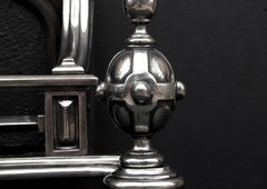 Large & Imposing English Antique Polished Steel Firegrate