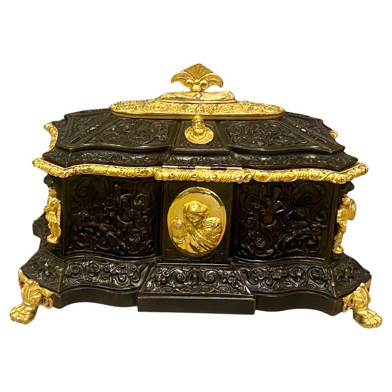 A Large Impressive 19th Century Bronze Jewelry Casket Box. Circa 1860