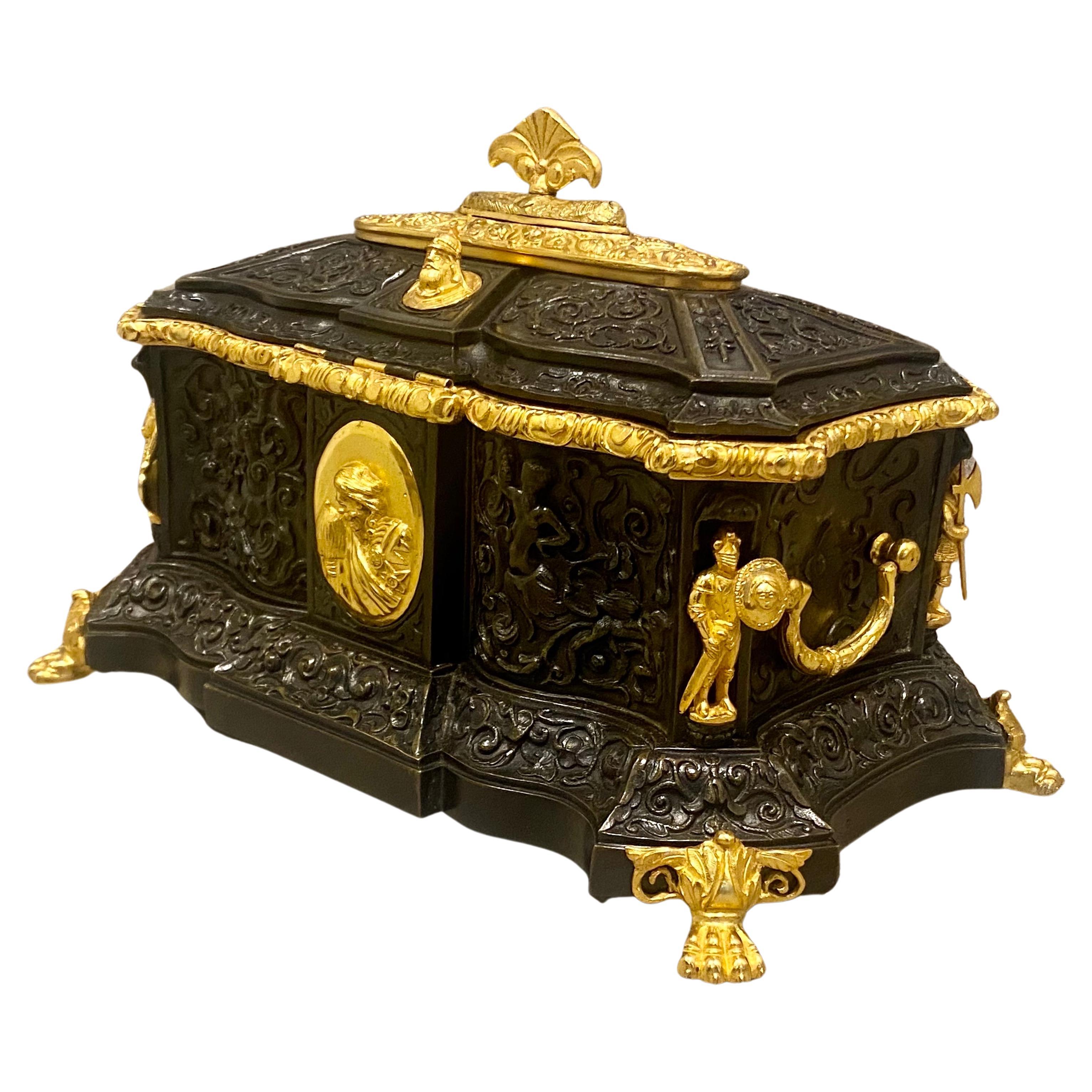 A Large Impressive 19th Century Bronze Jewelry Casket Box. Circa 1860 For Sale 11