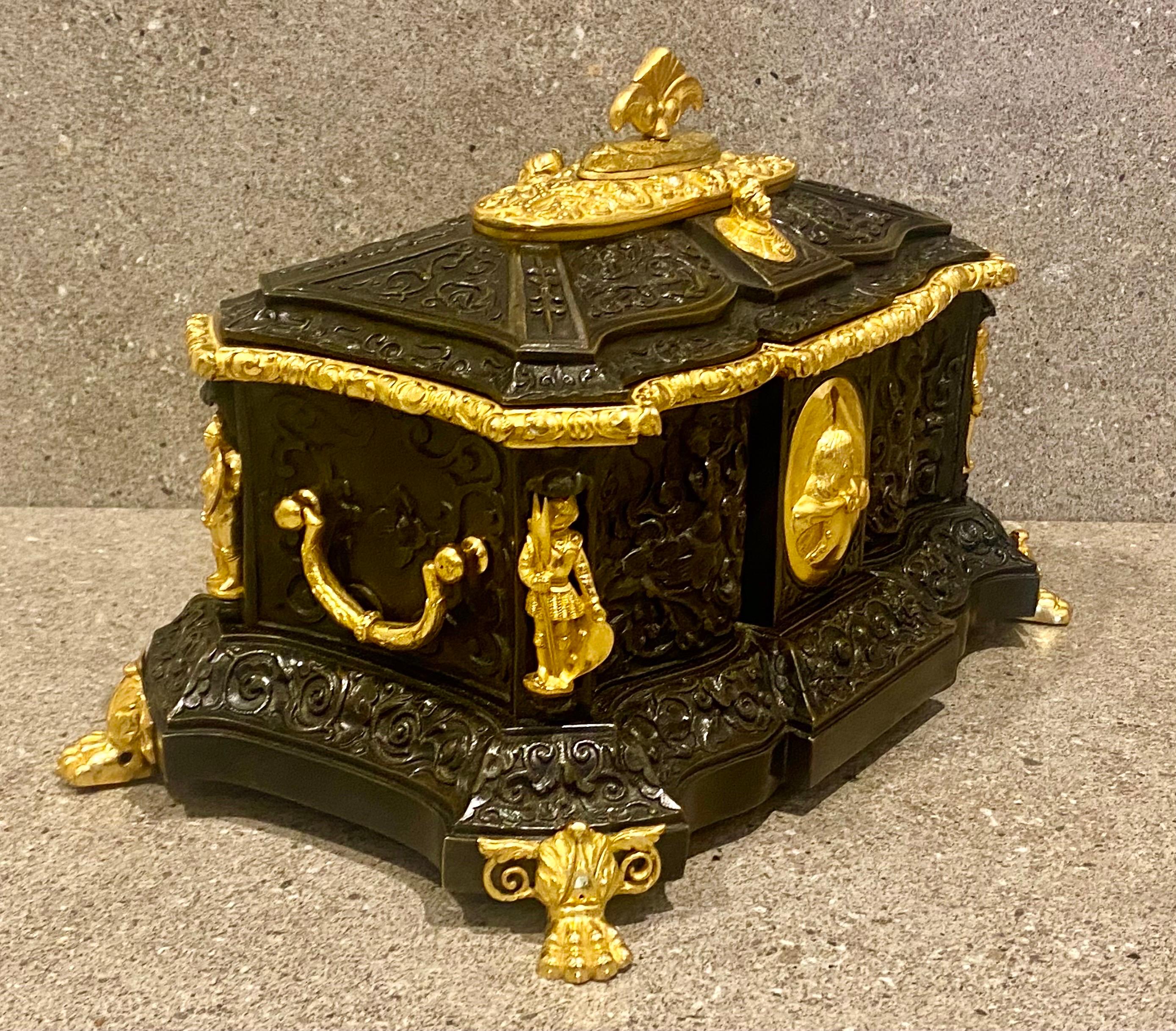 French A Large Impressive 19th Century Bronze Jewelry Casket Box. Circa 1860 For Sale