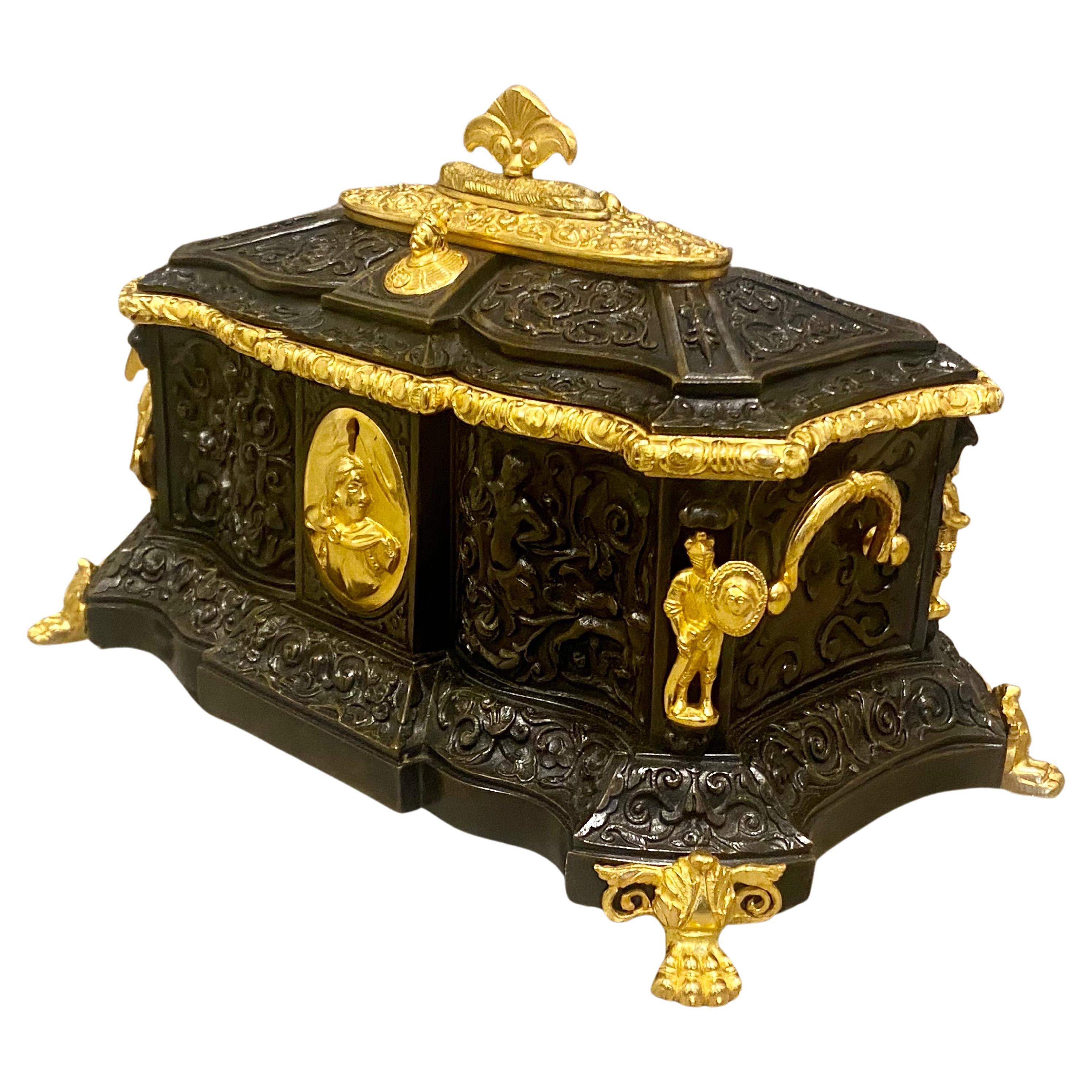 A Large Impressive 19th Century Bronze Jewelry Casket Box. Circa 1860 For Sale 1