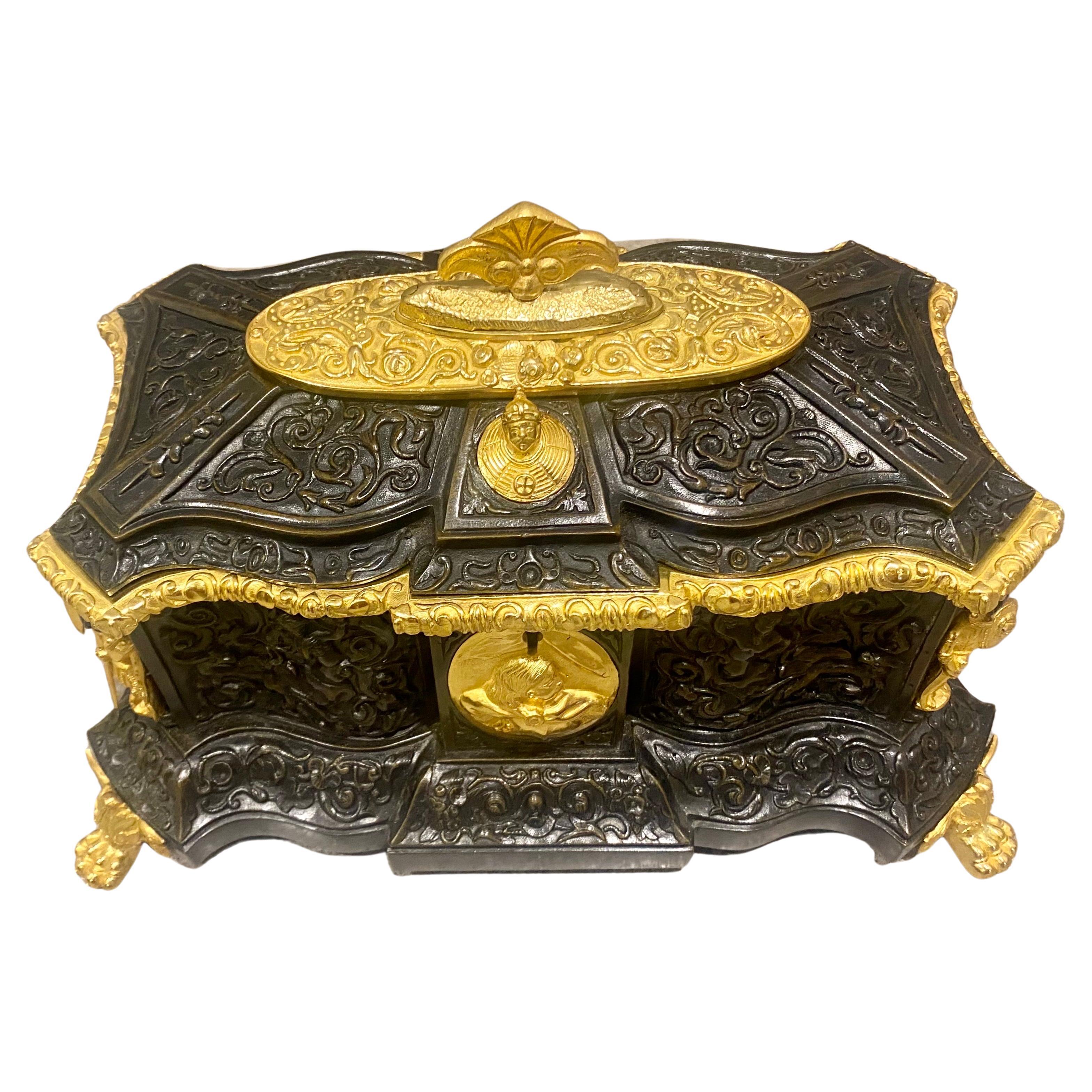 A Large Impressive 19th Century Bronze Jewelry Casket Box. Circa 1860 For Sale 2