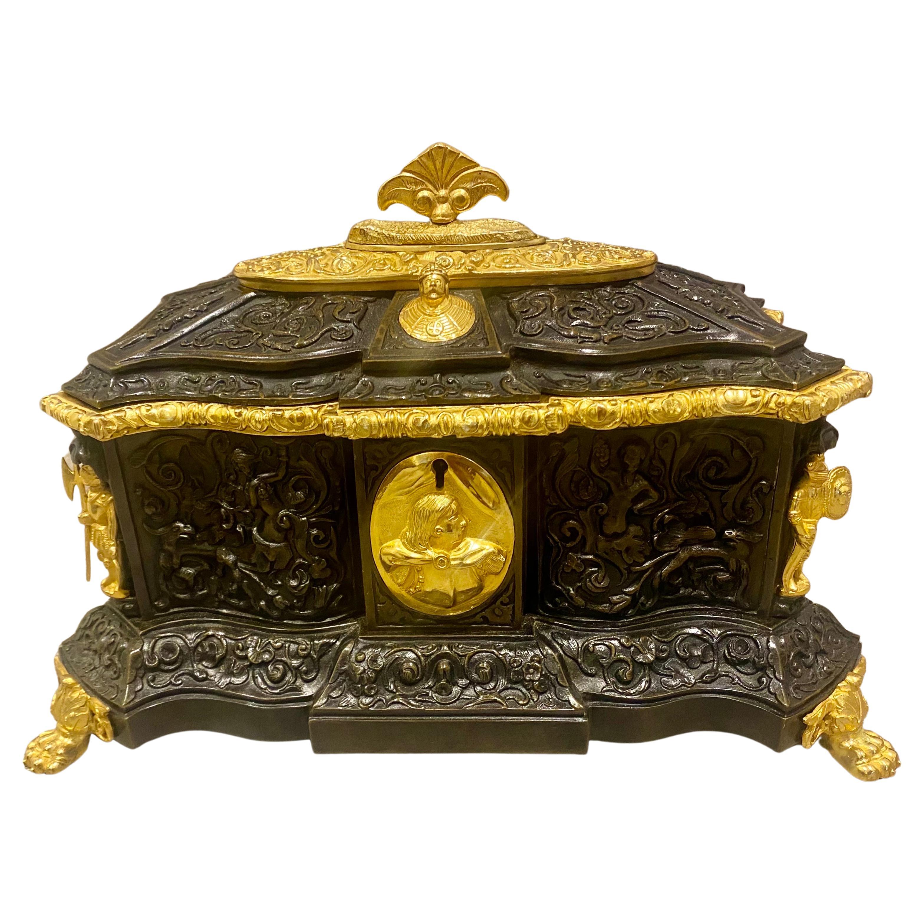 A Large Impressive 19th Century Bronze Jewelry Casket Box. Circa 1860 For Sale 3