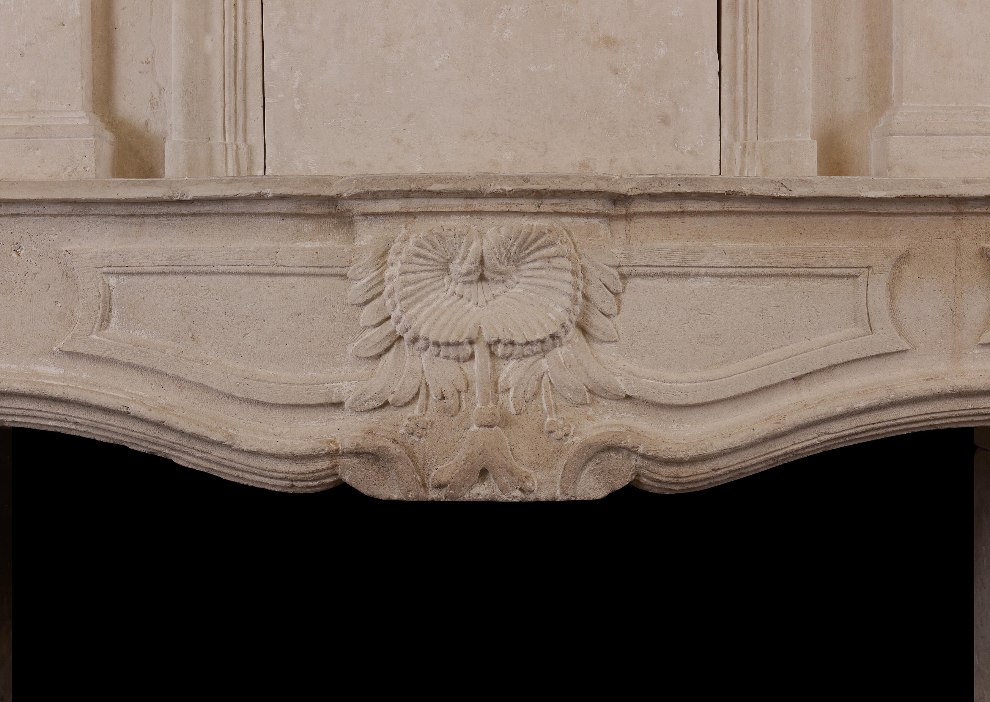 19th Century Large & Impressive French Limestone Trumeau Fireplace For Sale