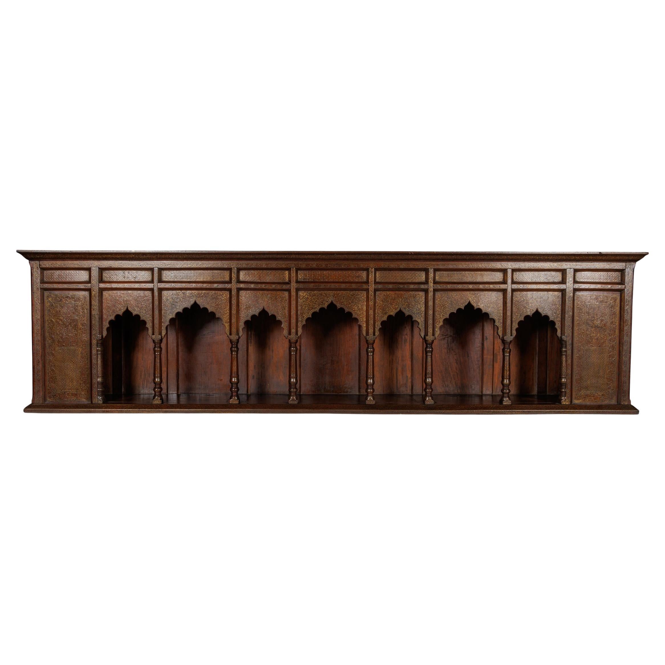 A Large Indian Architectural Gold Wire-Inlaid Wall-Hanging Cabinet Facade