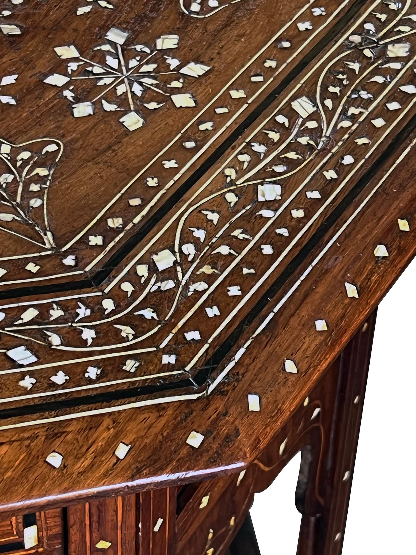Anglo-Indian Large & Intricately Inlaid Anglo Indian Octagonal Side/Traveling Table