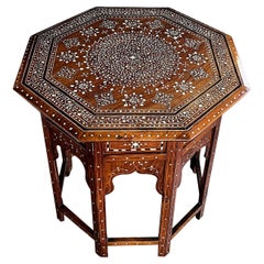 Large & Intricately Inlaid Anglo Indian Octagonal Side/Traveling Table