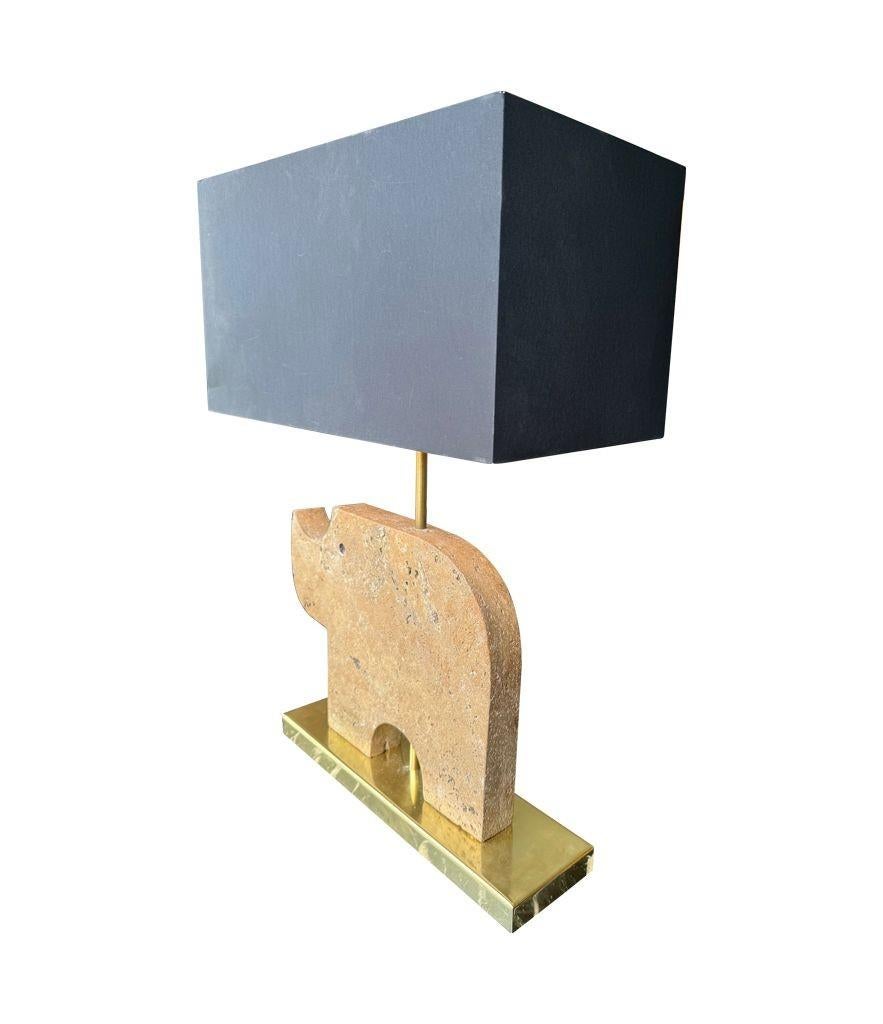 A large Itaian 1970s travertine rhino lamp by Frattelli Mannelli For Sale 4