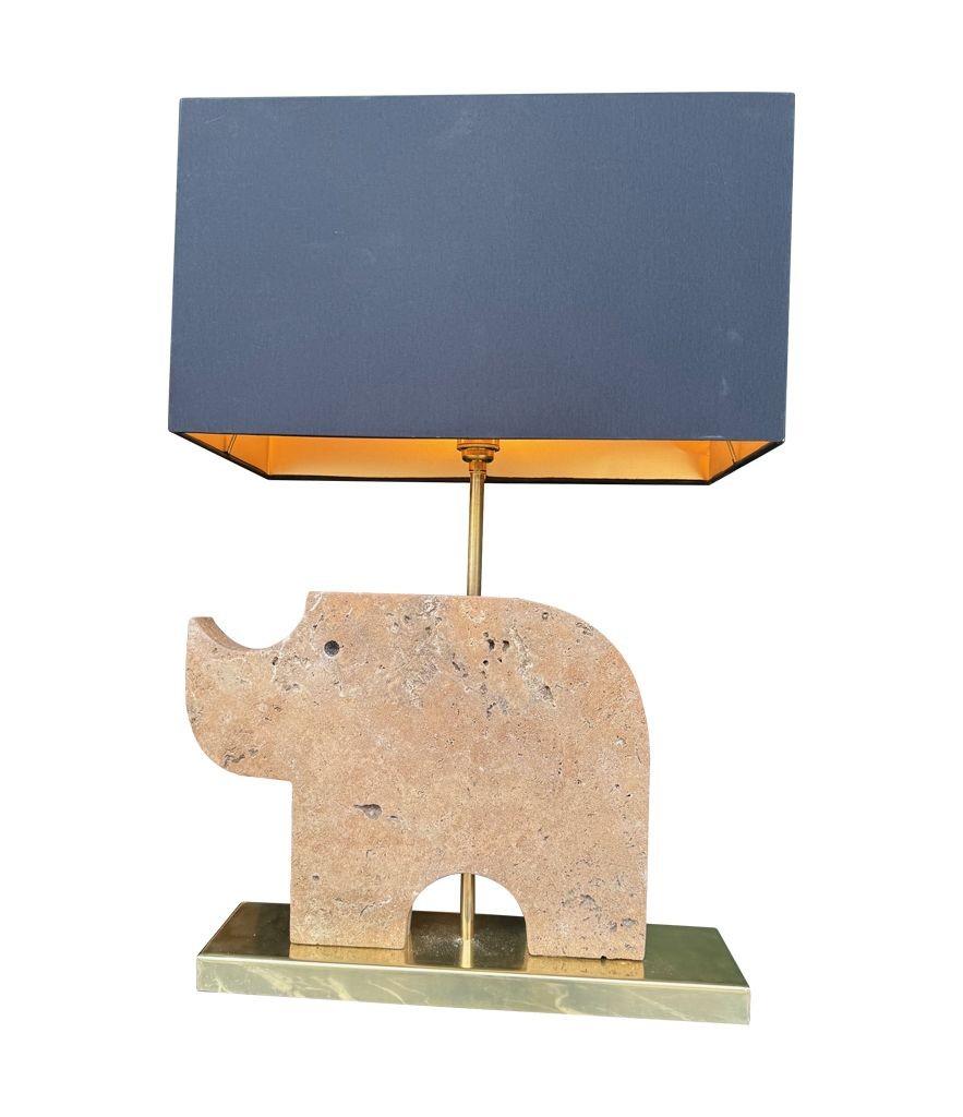 A large Itaian 1970s travertine rhino lamp by Frattelli Mannelli For Sale 5