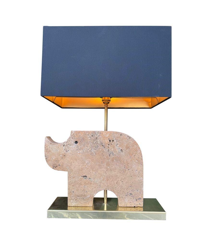 A large Itaian 1970s travertine rhino lamp by Frattelli Mannelli For Sale 7