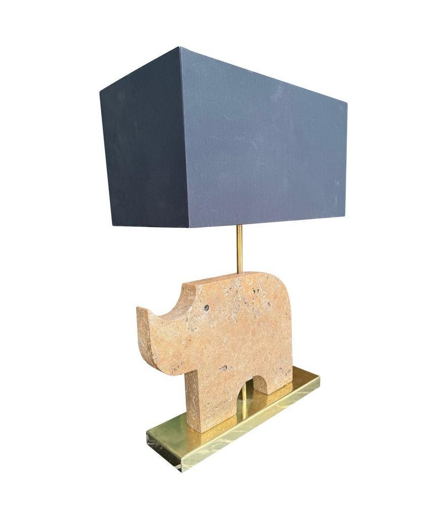 A large Itaian 1970s travertine rhino lamp by Frattelli Mannelli For Sale 8