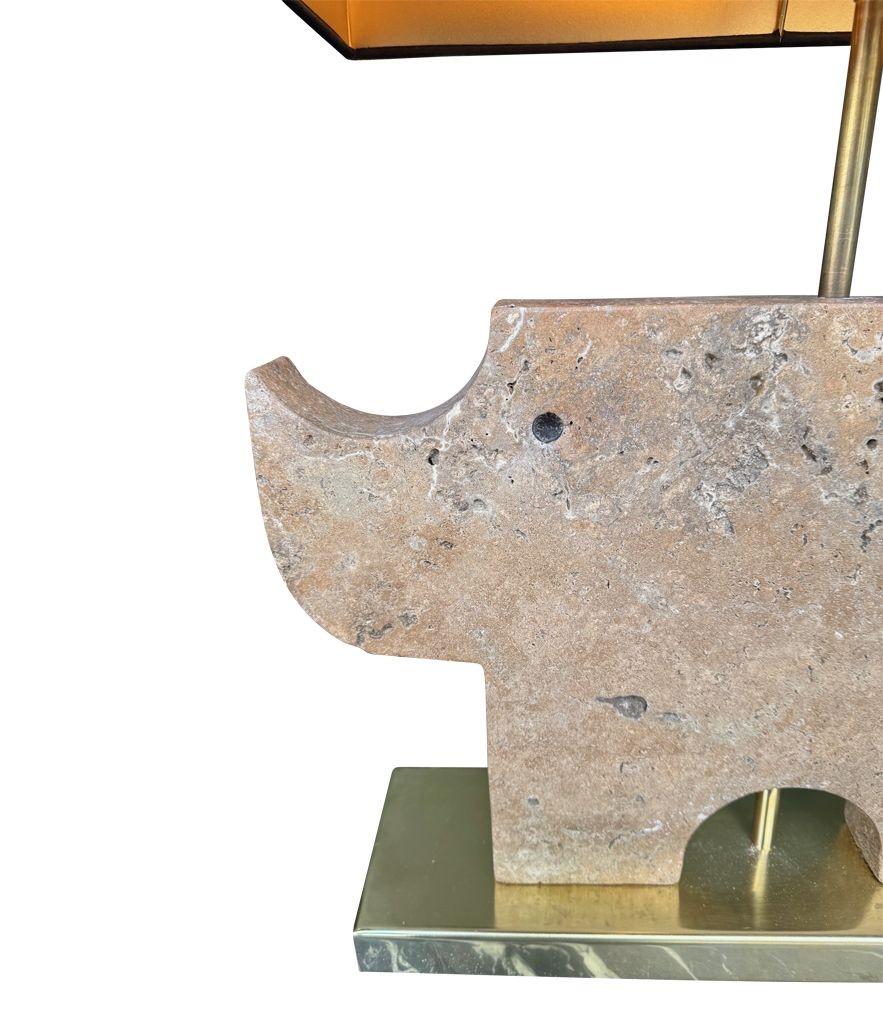 A large Itaian 1970s travertine rhino lamp by Frattelli Mannelli For Sale 9