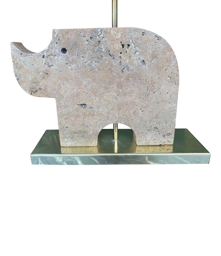 A large Itaian 1970s travertine rhino lamp by Frattelli Mannelli For Sale 10