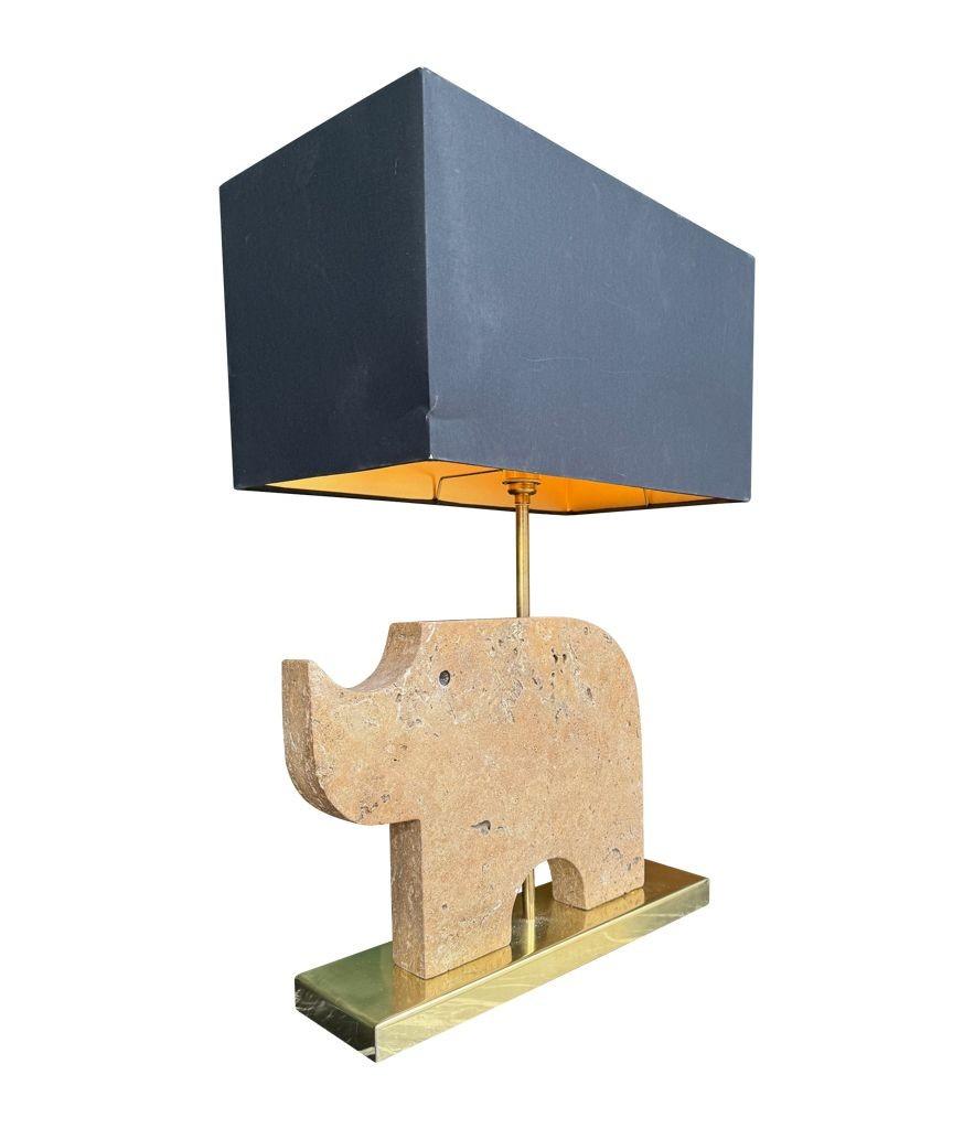 Italian A large Itaian 1970s travertine rhino lamp by Frattelli Mannelli For Sale