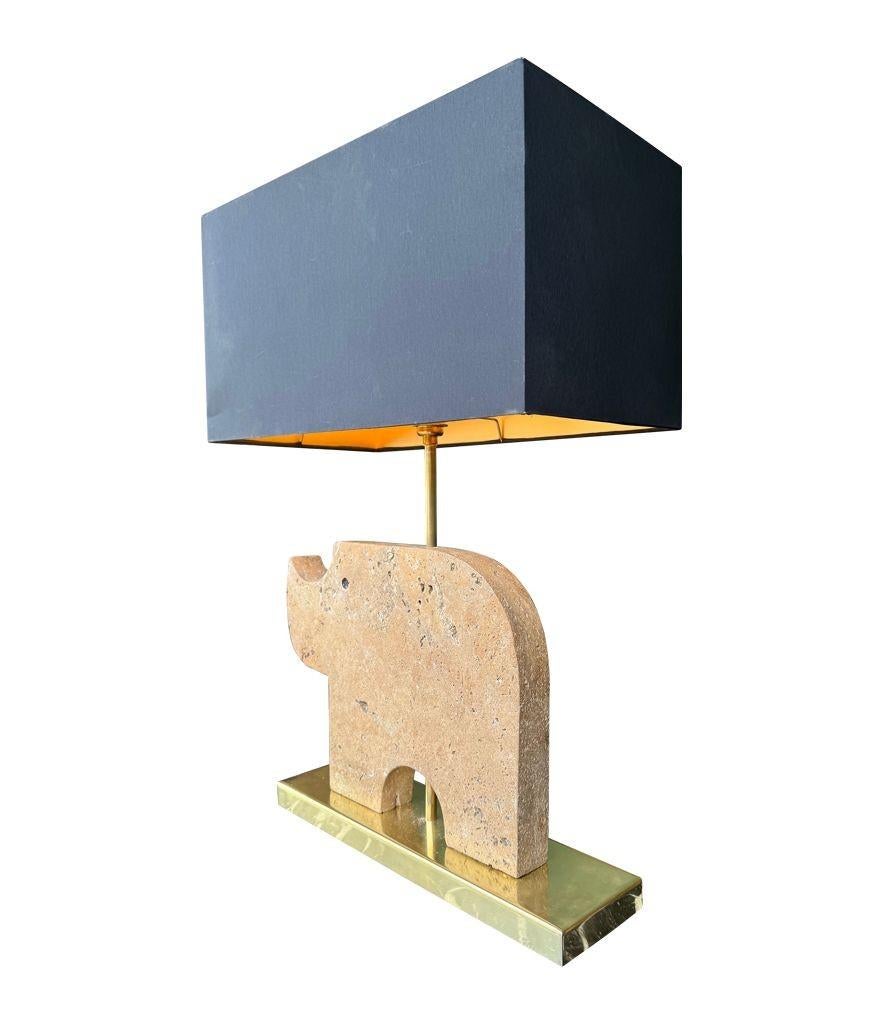 Late 20th Century A large Itaian 1970s travertine rhino lamp by Frattelli Mannelli For Sale